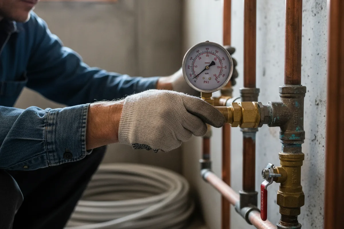 Pressure testing a repaired line during Water Line Repair in Belleair Beach